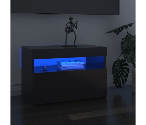 Muebles de TV con luces LED 2 uds gris brillante 60x35x40 cm