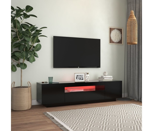 Mueble de TV con luces LED negro 160x35x40 cm