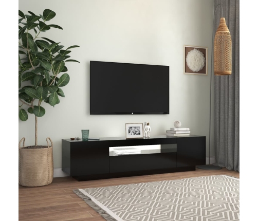 Mueble de TV con luces LED negro 160x35x40 cm