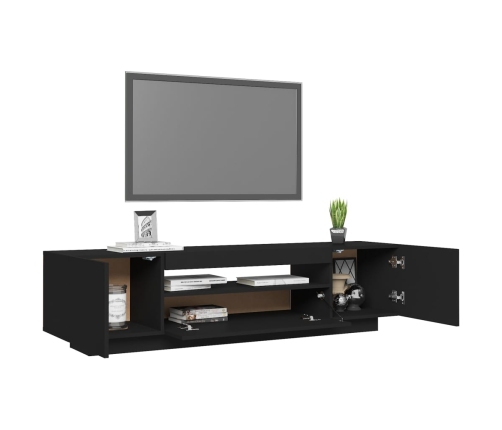 Mueble de TV con luces LED negro 160x35x40 cm