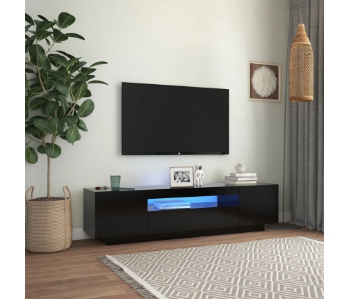 Mueble de TV con luces LED negro 160x35x40 cm