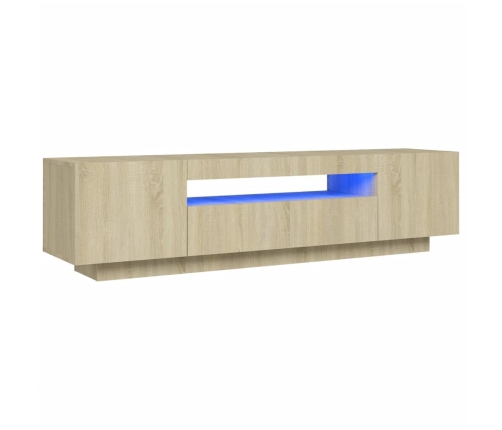 vidaXL Mueble de TV con luces LED roble Sonoma 160x35x40 cm