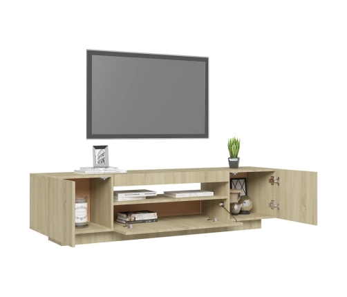 vidaXL Mueble de TV con luces LED roble Sonoma 160x35x40 cm