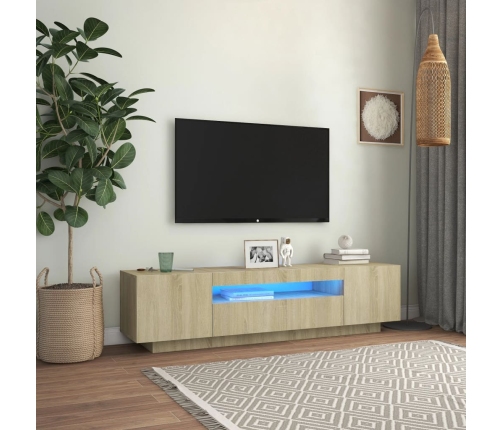 vidaXL Mueble de TV con luces LED roble Sonoma 160x35x40 cm