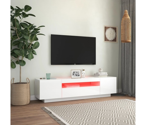 Mueble de TV con luces LED blanco brillante 160x35x40 cm