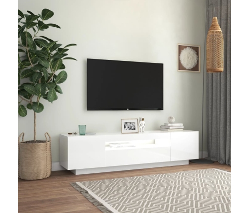 Mueble de TV con luces LED blanco brillante 160x35x40 cm