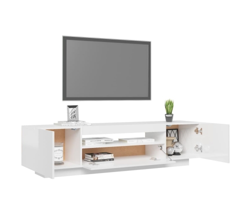 Mueble de TV con luces LED blanco brillante 160x35x40 cm