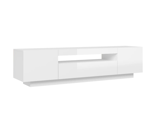 Mueble de TV con luces LED blanco brillante 160x35x40 cm