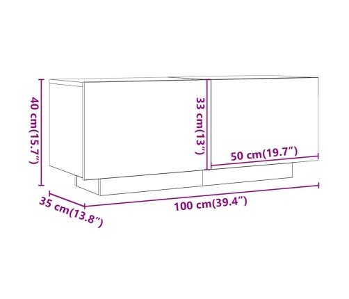 Mueble para TV madera contrachapada blanco 100x35x40 cm