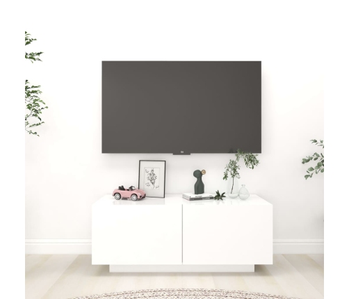 Mueble para TV madera contrachapada blanco 100x35x40 cm