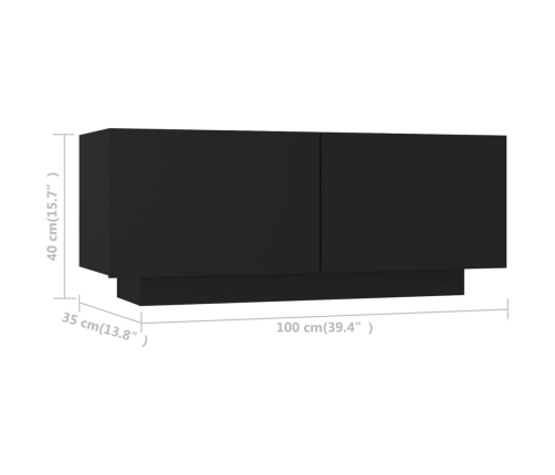 vidaXL Mueble para TV madera contrachapada negro 100x35x40 cm