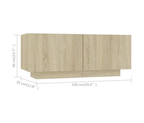 Mueble para TV madera contrachapada color roble 100x35x40 cm