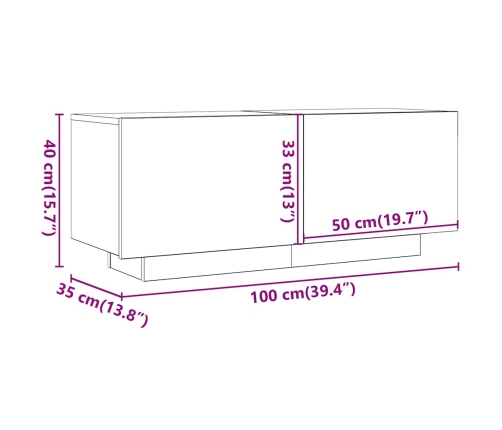 Mueble para TV madera contrachapada color roble 100x35x40 cm