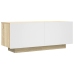 Mueble para TV contrachapada blanco y roble 100x35x40 cm