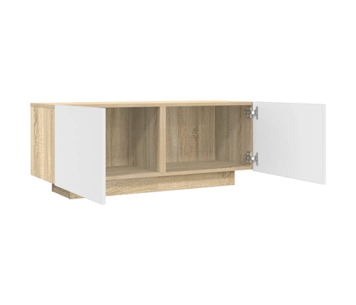 Mueble para TV contrachapada blanco y roble 100x35x40 cm