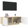 Mueble para TV contrachapada blanco y roble 100x35x40 cm