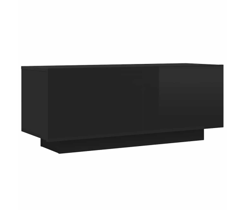 Mueble de TV madera contrachapada negro brillante 100x35x40 cm