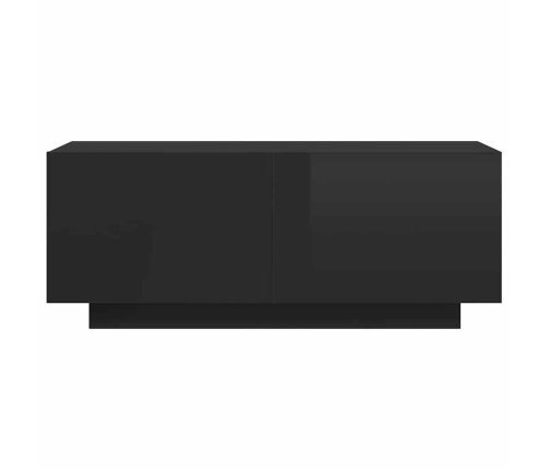 Mueble de TV madera contrachapada negro brillante 100x35x40 cm