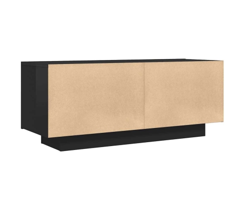 Mueble de TV madera contrachapada negro brillante 100x35x40 cm