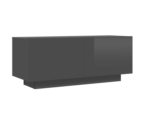 Mueble de TV madera contrachapada gris brillante 100x35x40 cm