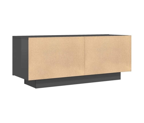 Mueble de TV madera contrachapada gris brillante 100x35x40 cm