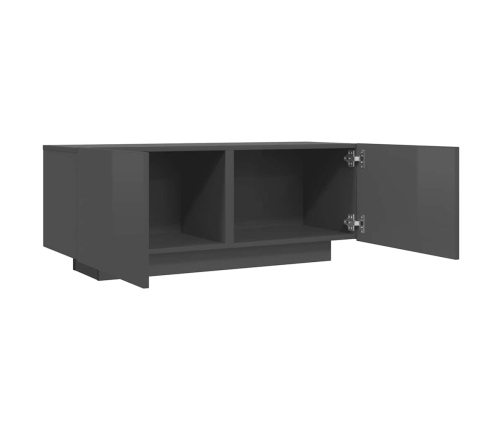 Mueble de TV madera contrachapada gris brillante 100x35x40 cm