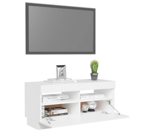 Mueble para TV con luces LED blanco 80x35x40 cm