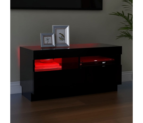 Mueble de TV con luces LED negro 80x35x40 cm