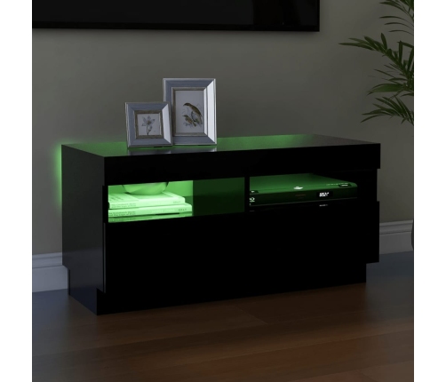 Mueble de TV con luces LED negro 80x35x40 cm