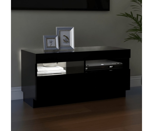 Mueble de TV con luces LED negro 80x35x40 cm