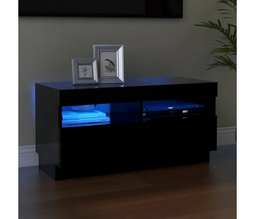 Mueble de TV con luces LED negro 80x35x40 cm