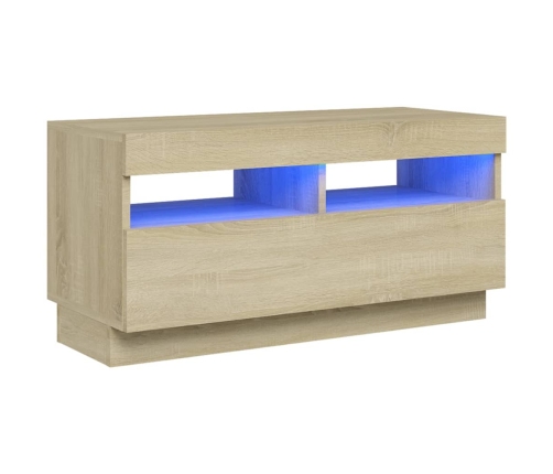 vidaXL Mueble de TV con luces LED roble Sonoma 80x35x40 cm