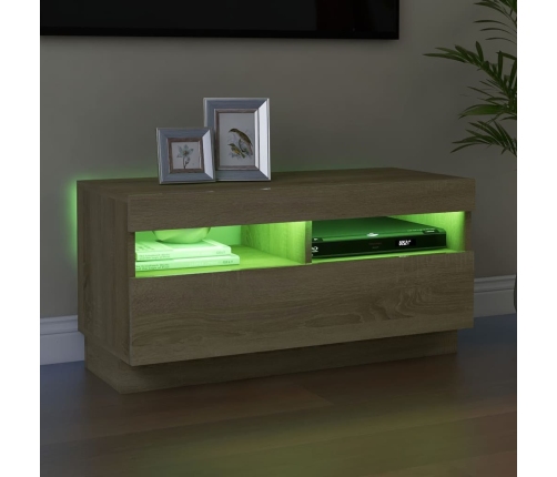 vidaXL Mueble de TV con luces LED roble Sonoma 80x35x40 cm