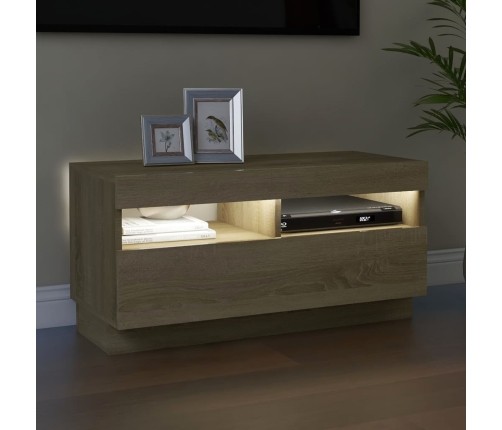 vidaXL Mueble de TV con luces LED roble Sonoma 80x35x40 cm