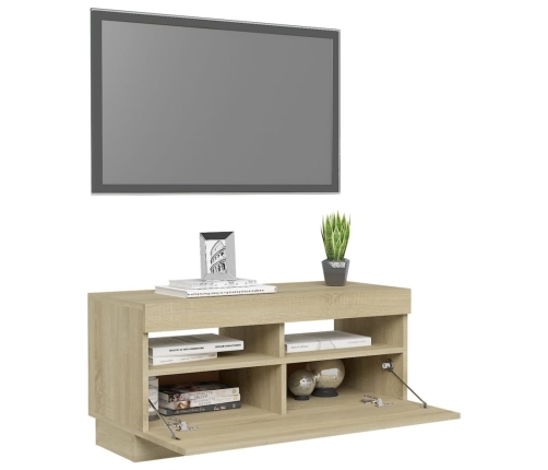 vidaXL Mueble de TV con luces LED roble Sonoma 80x35x40 cm