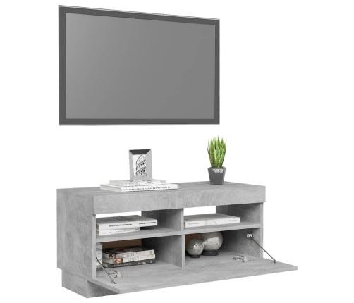 vidaXL Mueble de TV con luces LED gris hormigón 80x35x40 cm