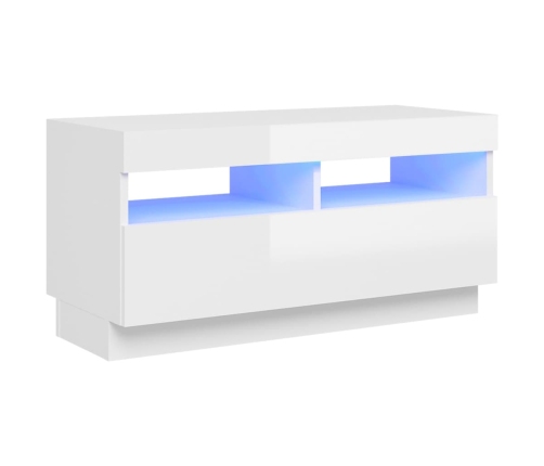 Mueble de TV con luces LED blanco brillante 80x35x40 cm