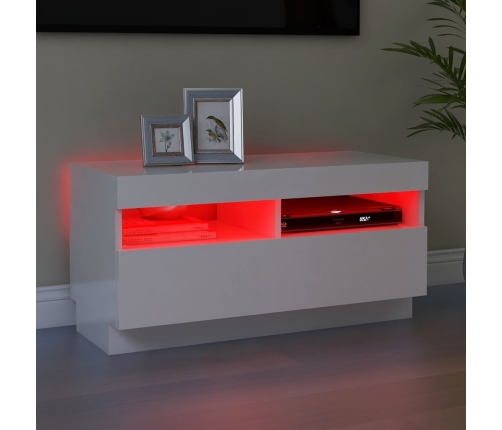 Mueble de TV con luces LED blanco brillante 80x35x40 cm