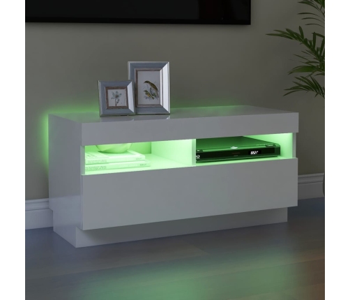 Mueble de TV con luces LED blanco brillante 80x35x40 cm