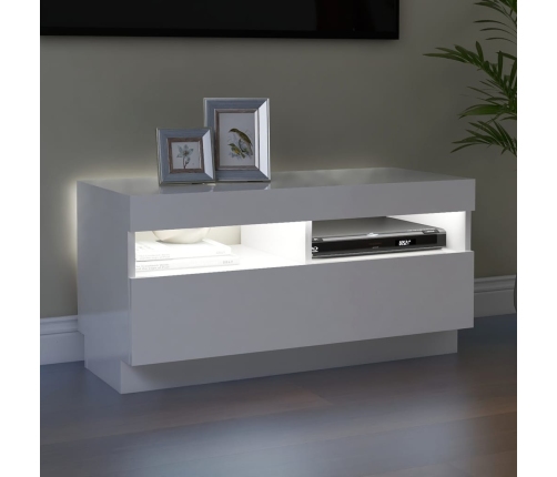 Mueble de TV con luces LED blanco brillante 80x35x40 cm