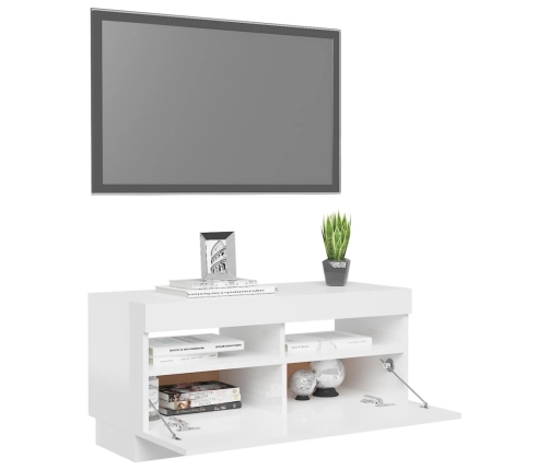 Mueble de TV con luces LED blanco brillante 80x35x40 cm