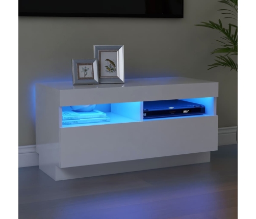 Mueble de TV con luces LED blanco brillante 80x35x40 cm