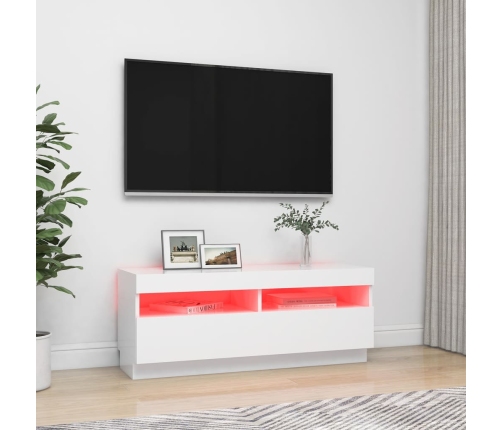 Mueble para TV con luces LED blanco 100x35x40 cm