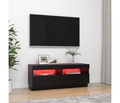 Mueble de TV con luces LED negro 100x35x40 cm