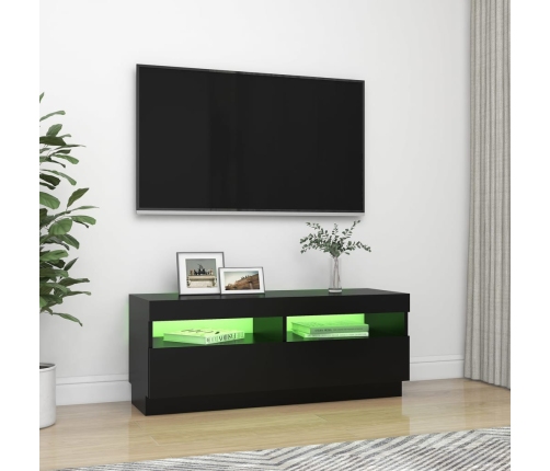 Mueble de TV con luces LED negro 100x35x40 cm