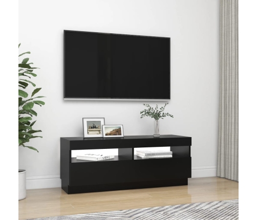 Mueble de TV con luces LED negro 100x35x40 cm