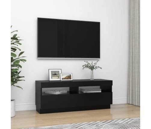 Mueble de TV con luces LED negro 100x35x40 cm