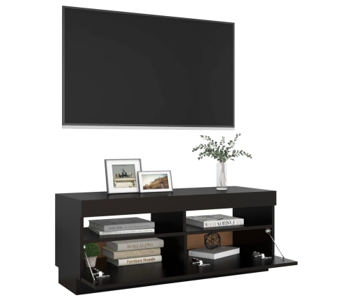 Mueble de TV con luces LED negro 100x35x40 cm