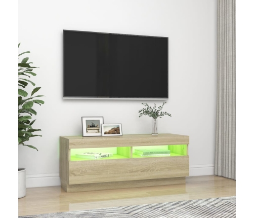 Mueble de TV con luces LED roble Sonoma 100x35x40 cm