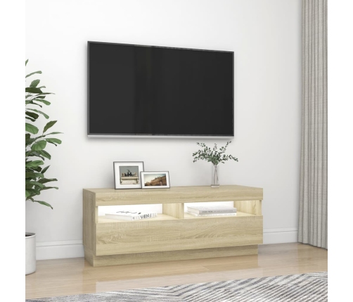 Mueble de TV con luces LED roble Sonoma 100x35x40 cm